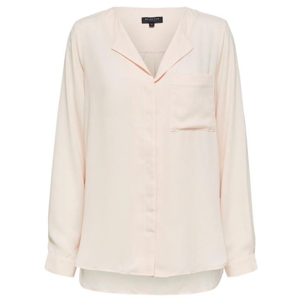 Selected Femme Cream Blouse Size 38 | Ivory Long Sleeve Button Front Top |
